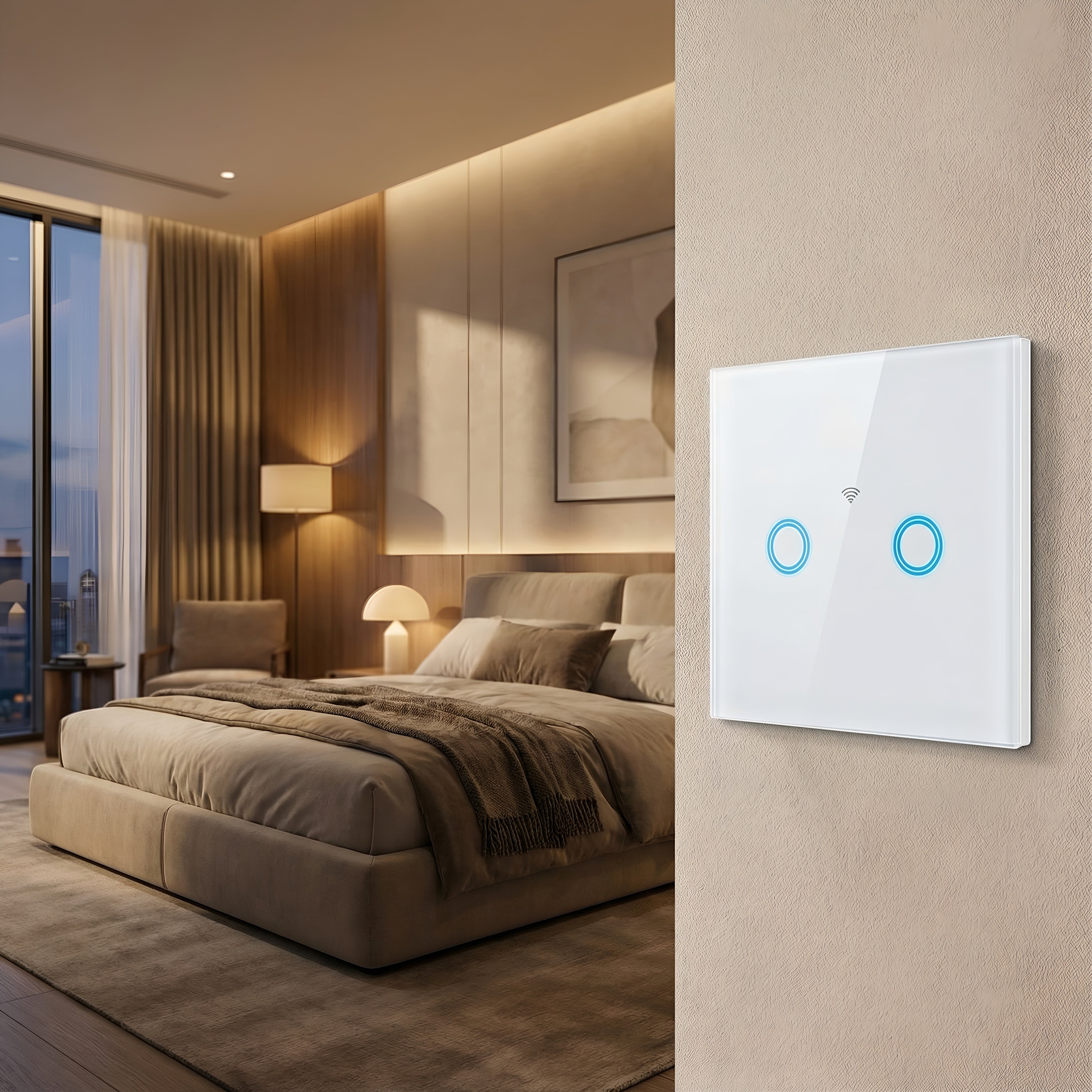 Intrerupator touch dublu WI-FI, alb