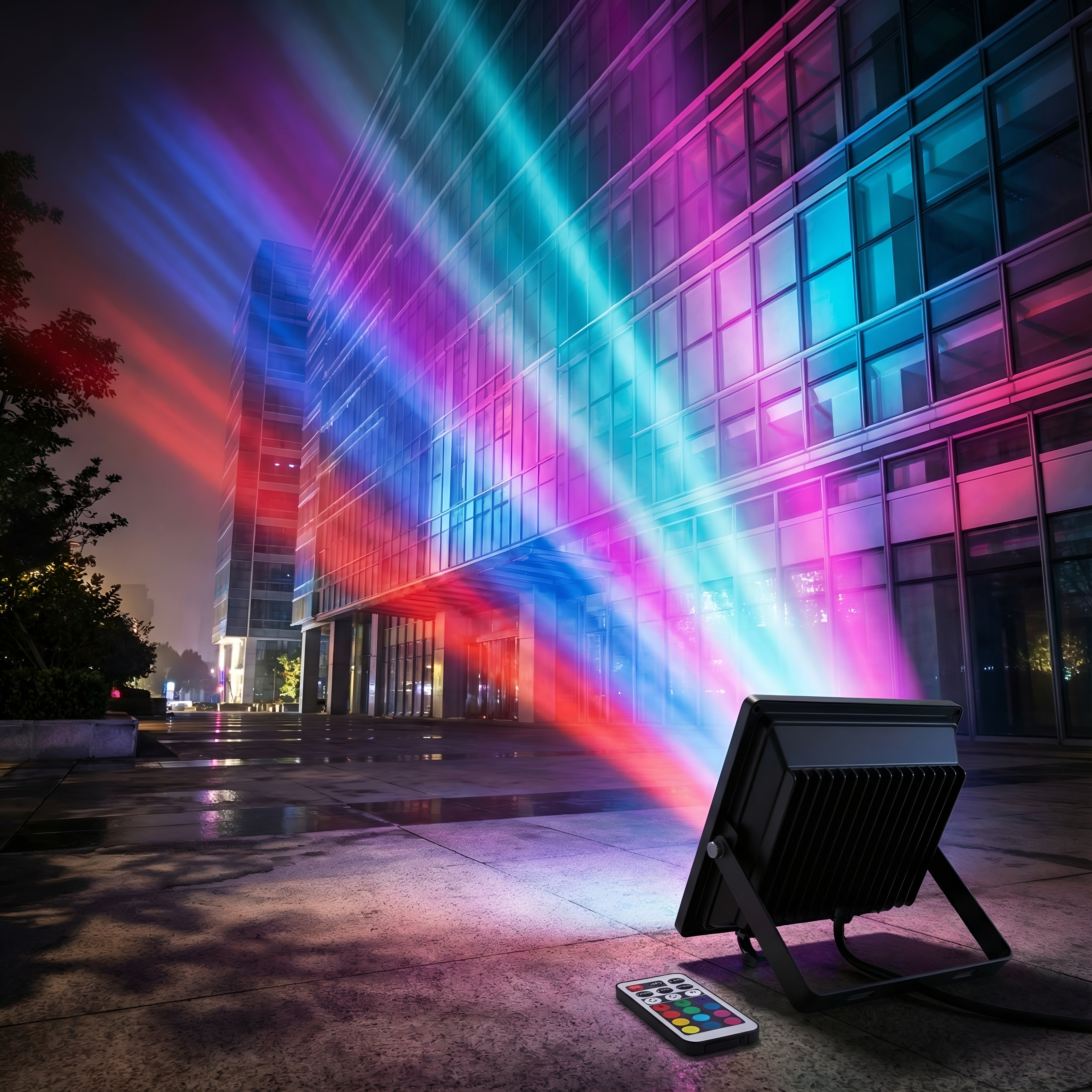 Proiector LED RGB 16 culori, 20W, IP 65, telecomanda IR inclusa